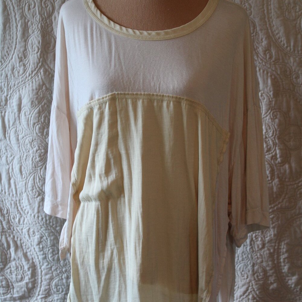 Free People Movement Awaken Tee Women's Small Brushed Sail Combo Oversize Slouch